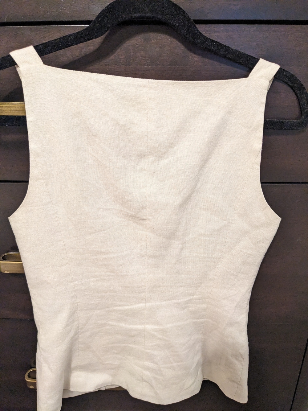 WAYF Cream Square-Neck Button Front Linen Tank - Picture 2 of 6